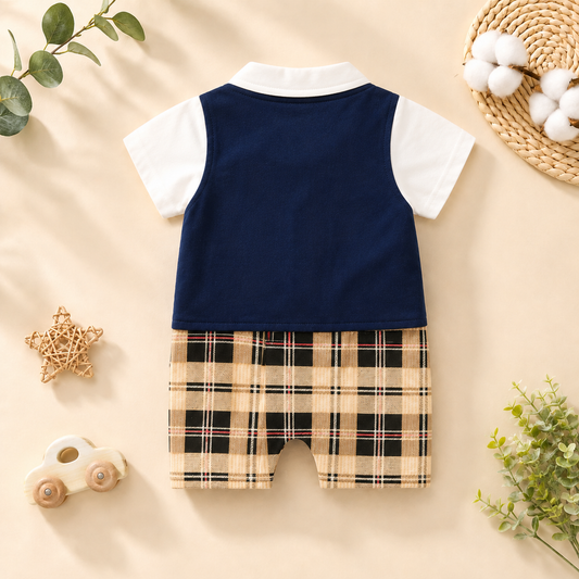 Baby Boy Formal Romper with Bow Tie – Gentleman Outfit