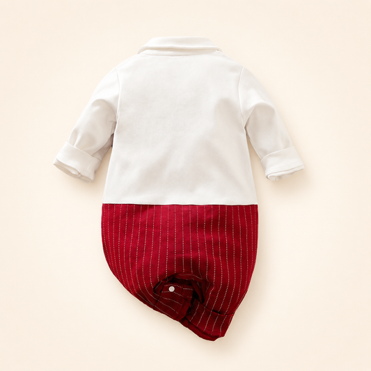 Baby Boys Wine Red Gentleman Romper Suit | Cloud & Cotton