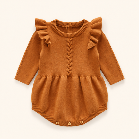 Baby Girls 100% Cotton Ruffle Knit Romper Dress