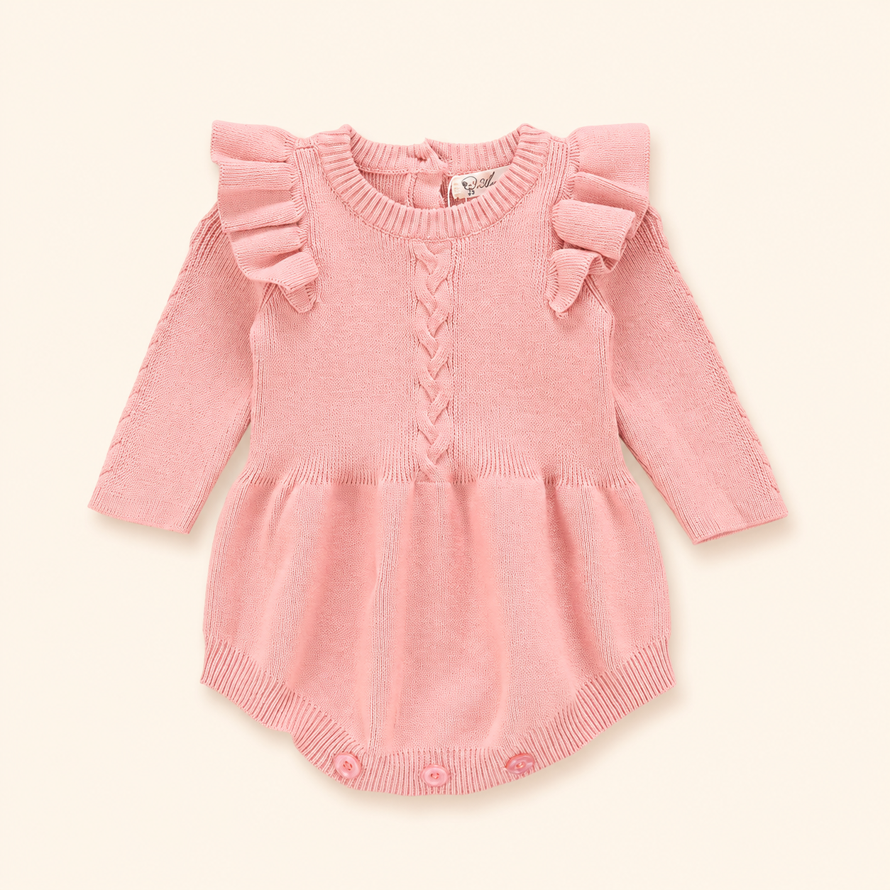 Baby Girls 100% Cotton Ruffle Knit Romper Dress
