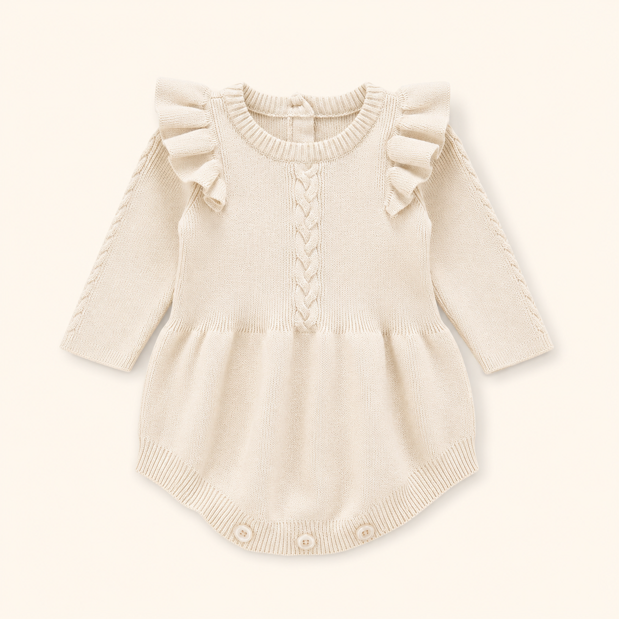 Baby Girls 100% Cotton Ruffle Knit Romper Dress