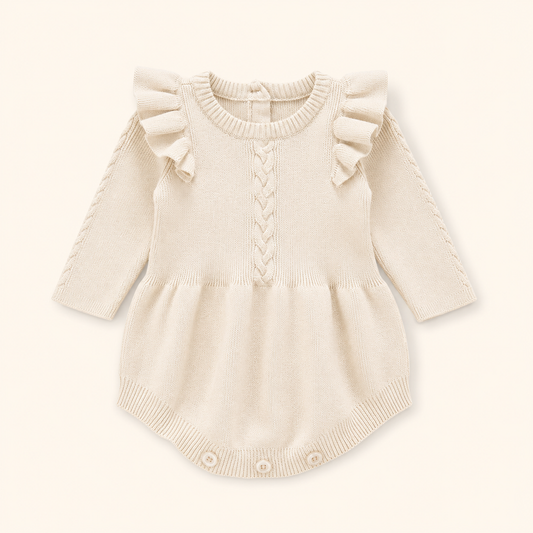 Baby Girls 100% Cotton Ruffle Knit Romper Dress