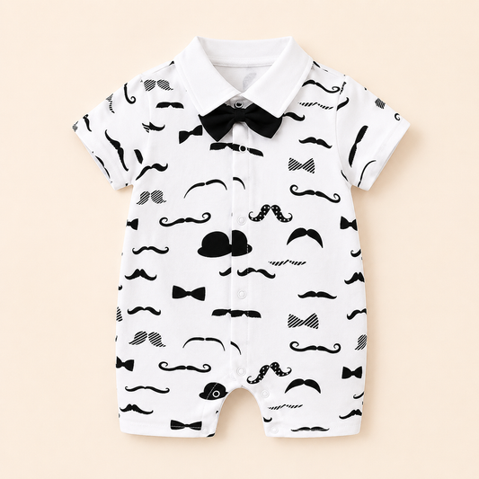 Baby Boys Gentleman Cotton Romper | Formal One-Piece Outfit
