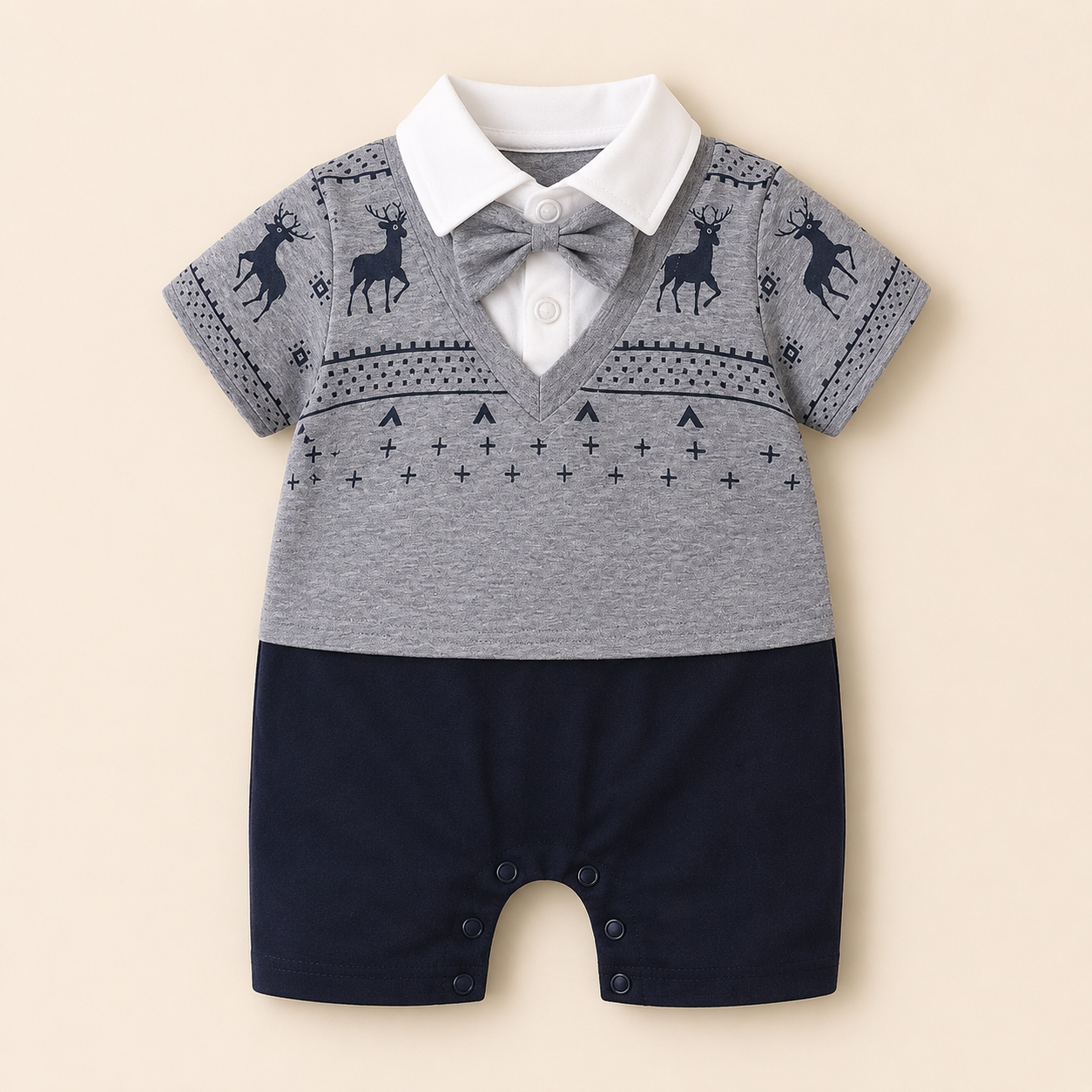 Baby Boys Gentleman Cotton Romper | Formal One-Piece Outfit