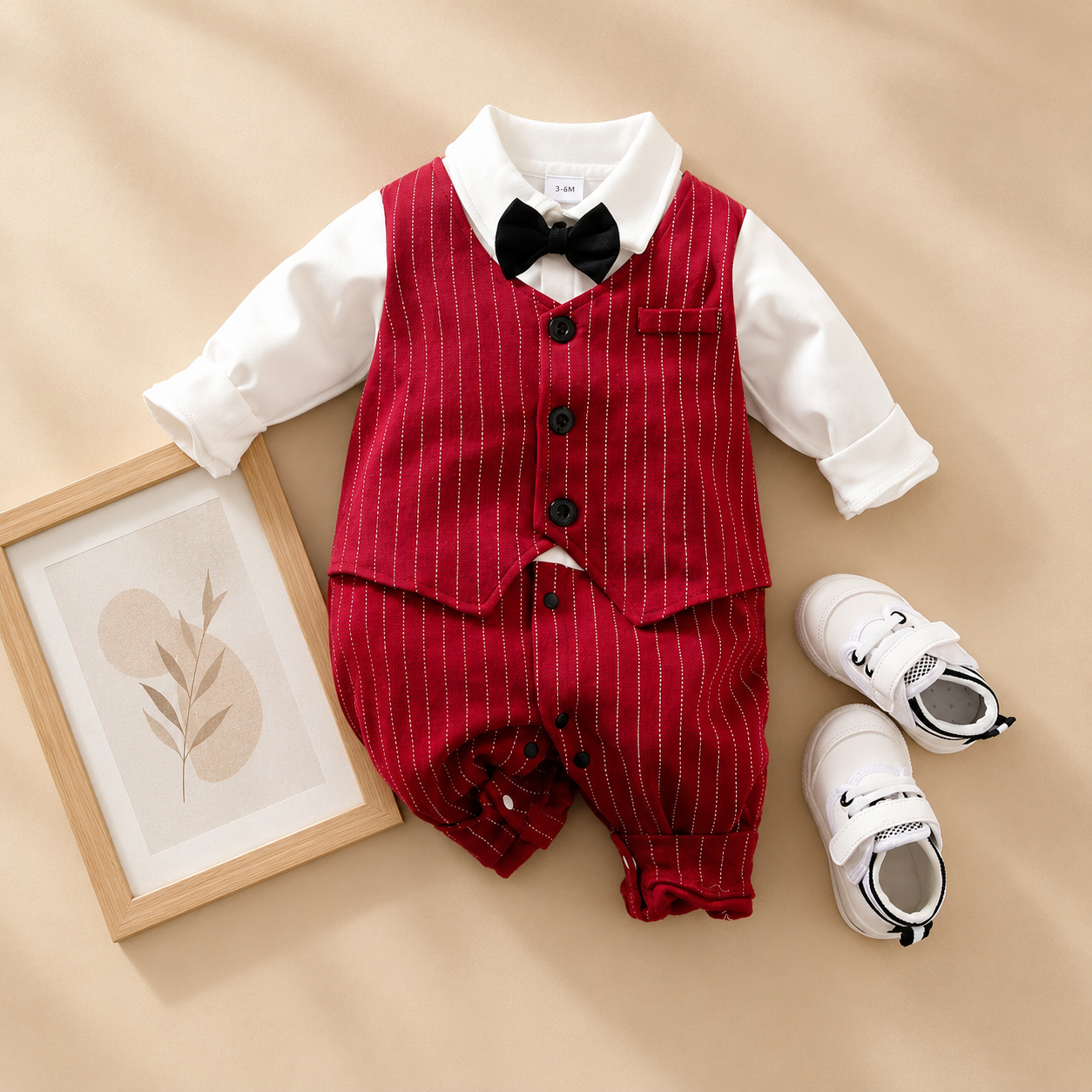 Baby Boys Wine Red Gentleman Romper Suit | Cloud & Cotton